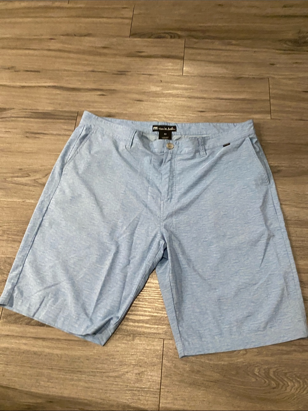 Travis Mathew Men's Heather Light Blue Flat Front Shorts